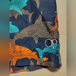 Boy's OP Ocean Pacific Board Shorts Trunks Shark Print Sz XL (14-16) RN76516